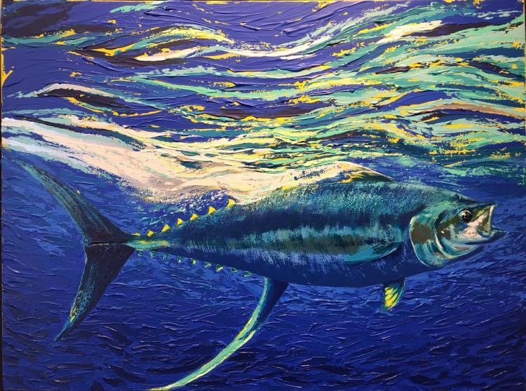Surfacing, Reproduction, Archival Giclee Print on Matte Paper by Amy-Lauren Lum Won - Kauai fish art, Hawaii fish paintings